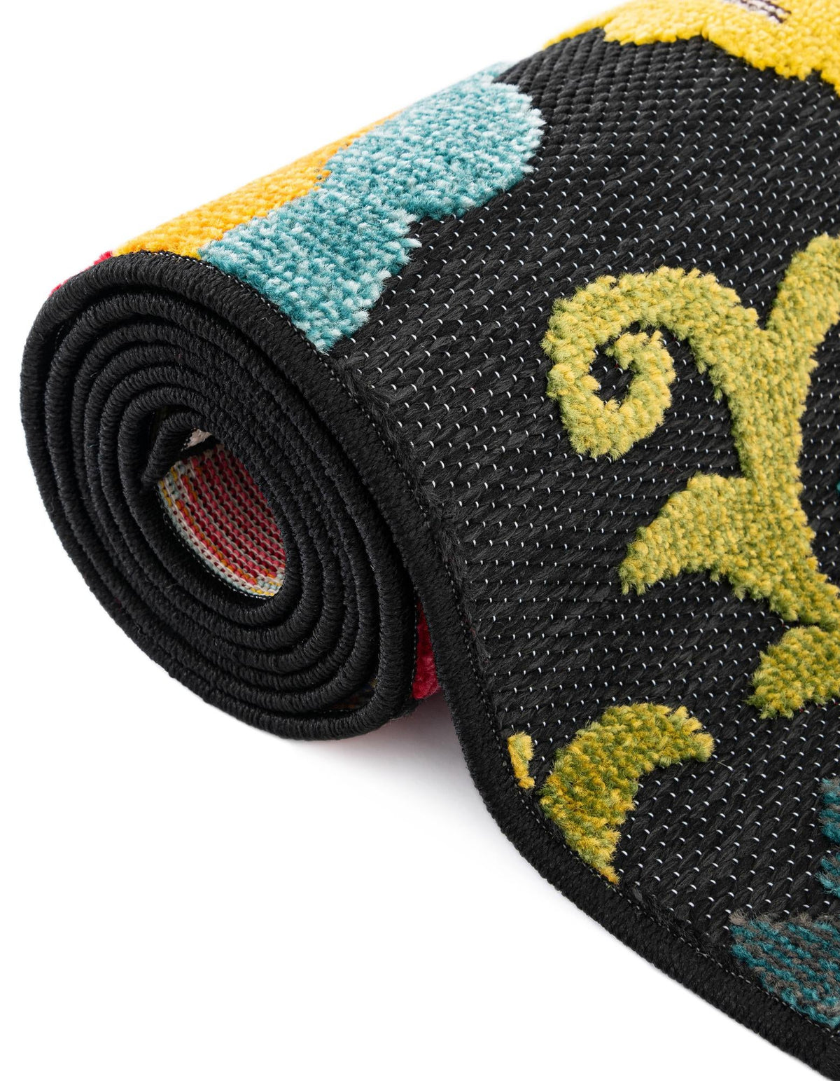 Outdoor Marrakesh Collection Area Rug - Fes Rectangle Multi Black  lifestyle 37