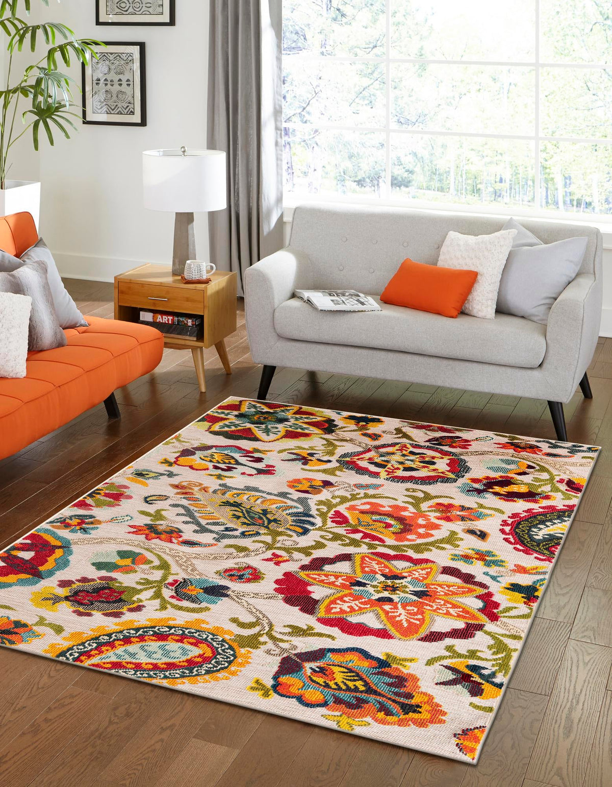 Outdoor Marrakesh Collection Area Rug - Fes Rectangle Multi Beige  lifestyle 4