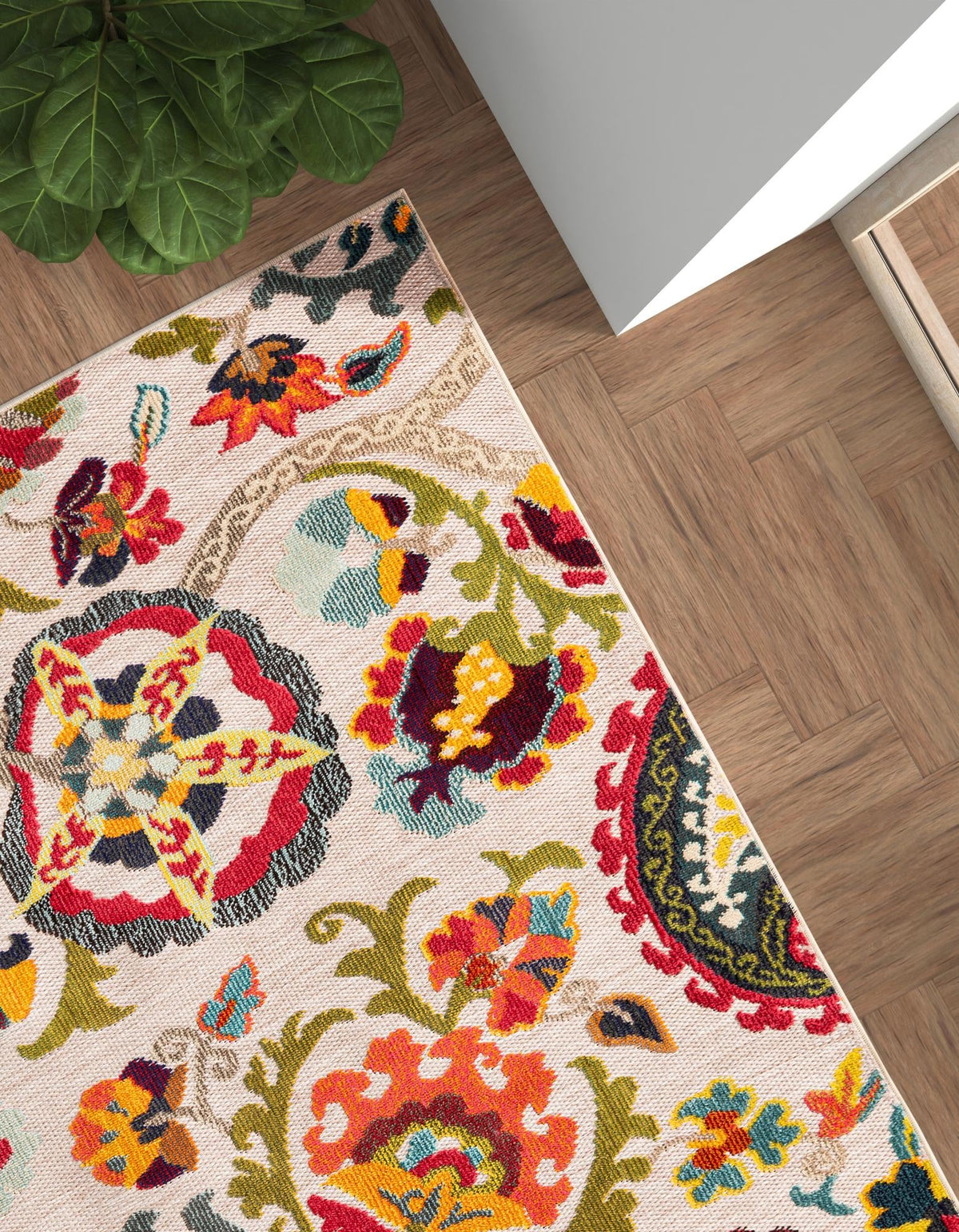 Outdoor Marrakesh Collection Area Rug - Fes Rectangle Multi Beige  lifestyle 8