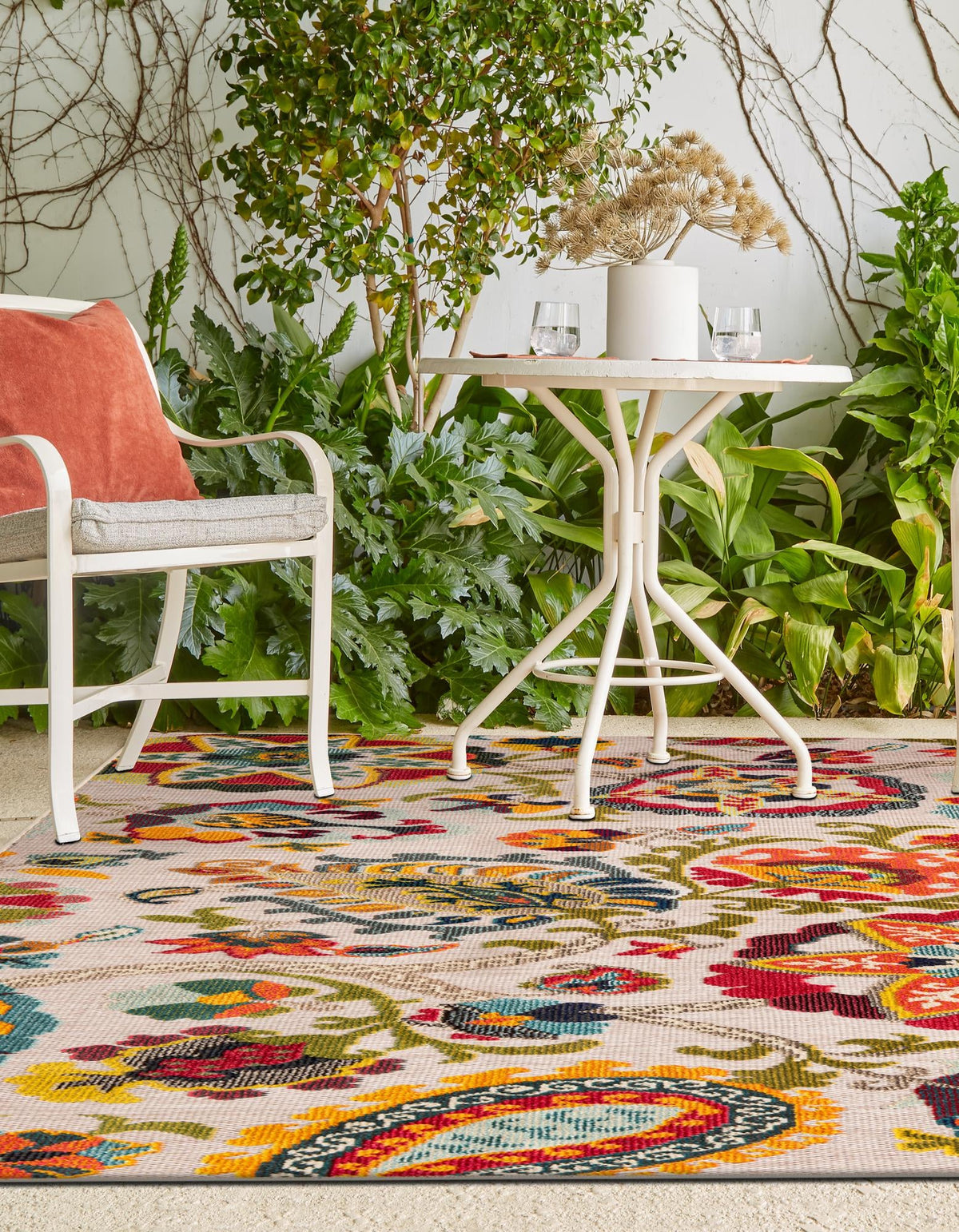 Outdoor Marrakesh Collection Area Rug - Fes Rectangle Multi Beige  lifestyle 18