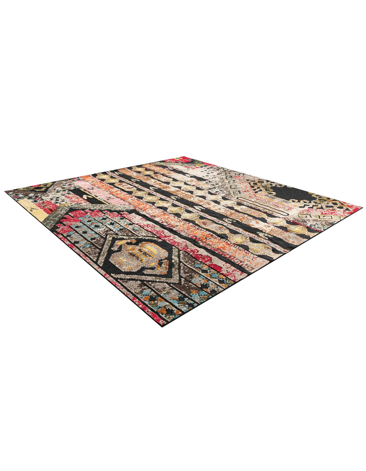 Outdoor Marrakesh Collection Area Rug -  Agadir Square Multi Black  lifestyle 50
