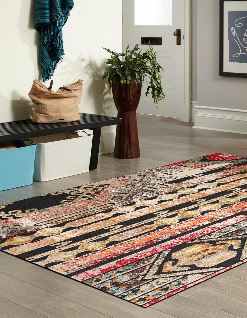 Outdoor Marrakesh Collection Area Rug -  Agadir Rectangle Multi Black  lifestyle 5