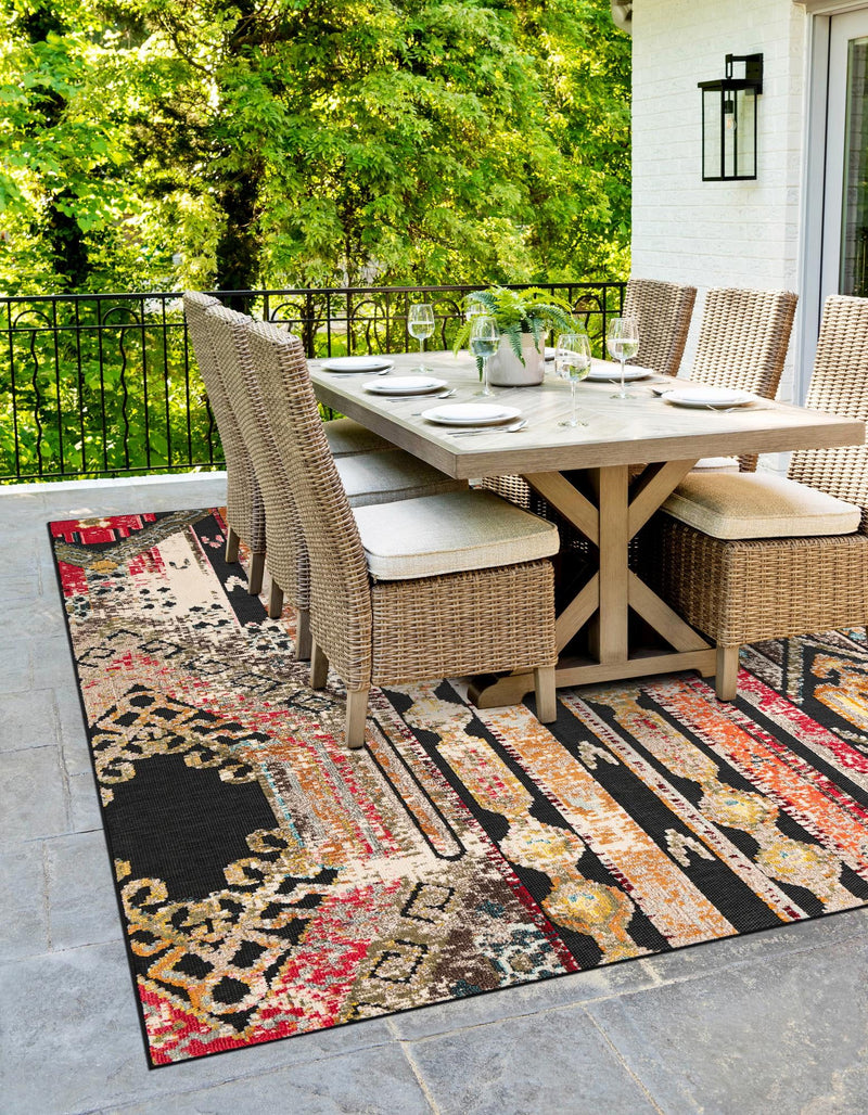 Outdoor Marrakesh Collection Area Rug -  Agadir Rectangle Multi Black  lifestyle 19