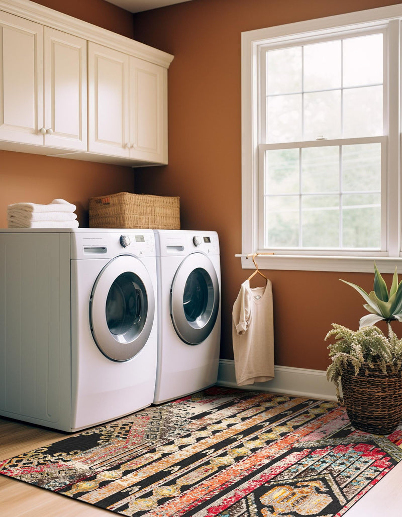 Outdoor Marrakesh Collection Area Rug -  Agadir Rectangle Multi Black  lifestyle 21