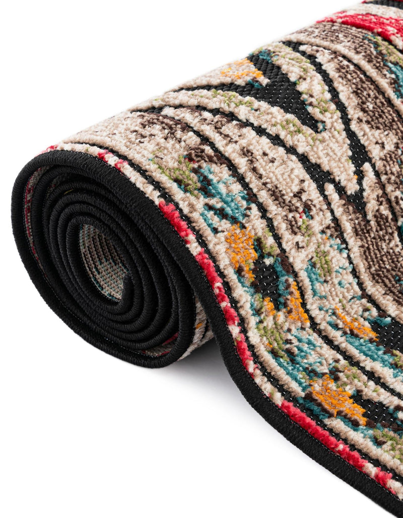 Outdoor Marrakesh Collection Area Rug -  Agadir Rectangle Multi Black  lifestyle 37