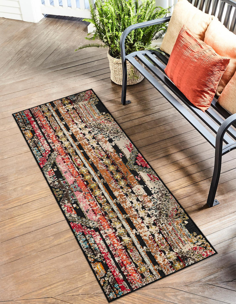 Outdoor Marrakesh Collection Area Rug -  Agadir Runner Multi Black  lifestyle 46