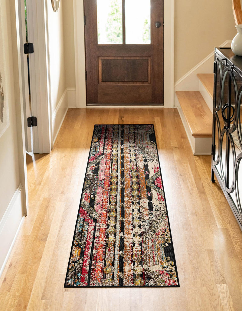 Outdoor Marrakesh Collection Area Rug -  Agadir Runner Multi Black  lifestyle 64