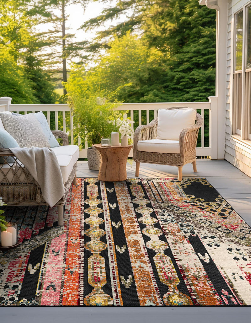 Outdoor Marrakesh Collection Area Rug -  Agadir Square Multi Black  lifestyle 59