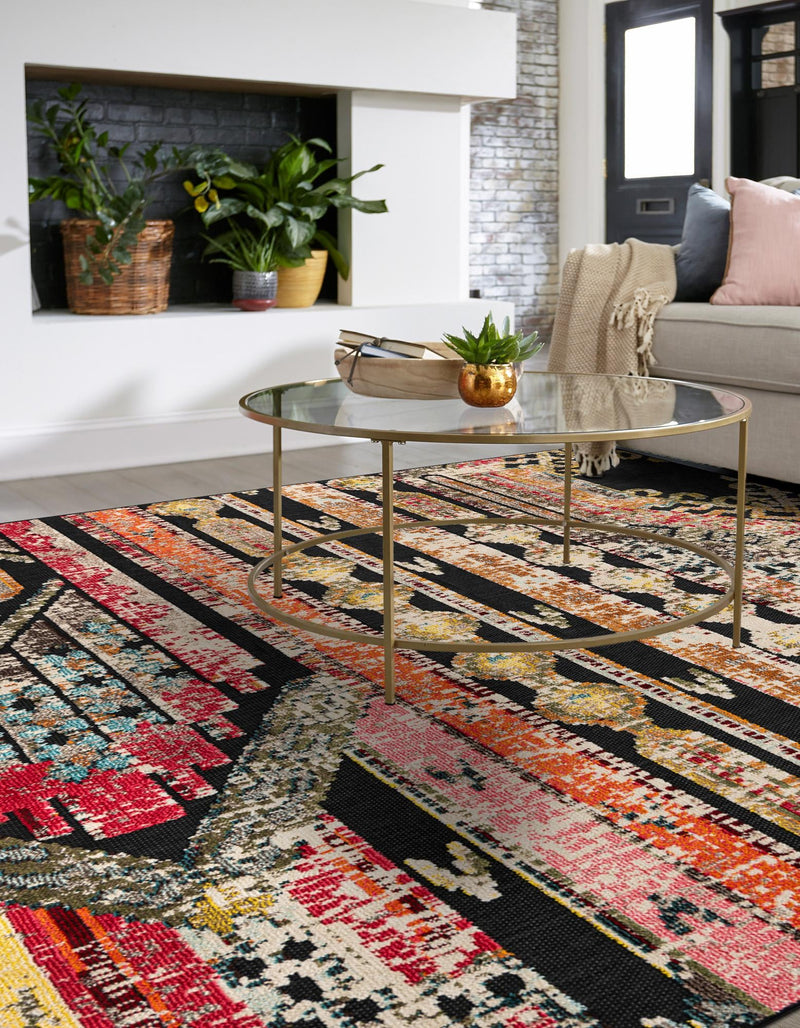 Outdoor Marrakesh Collection Area Rug -  Agadir Square Multi Black  lifestyle 77