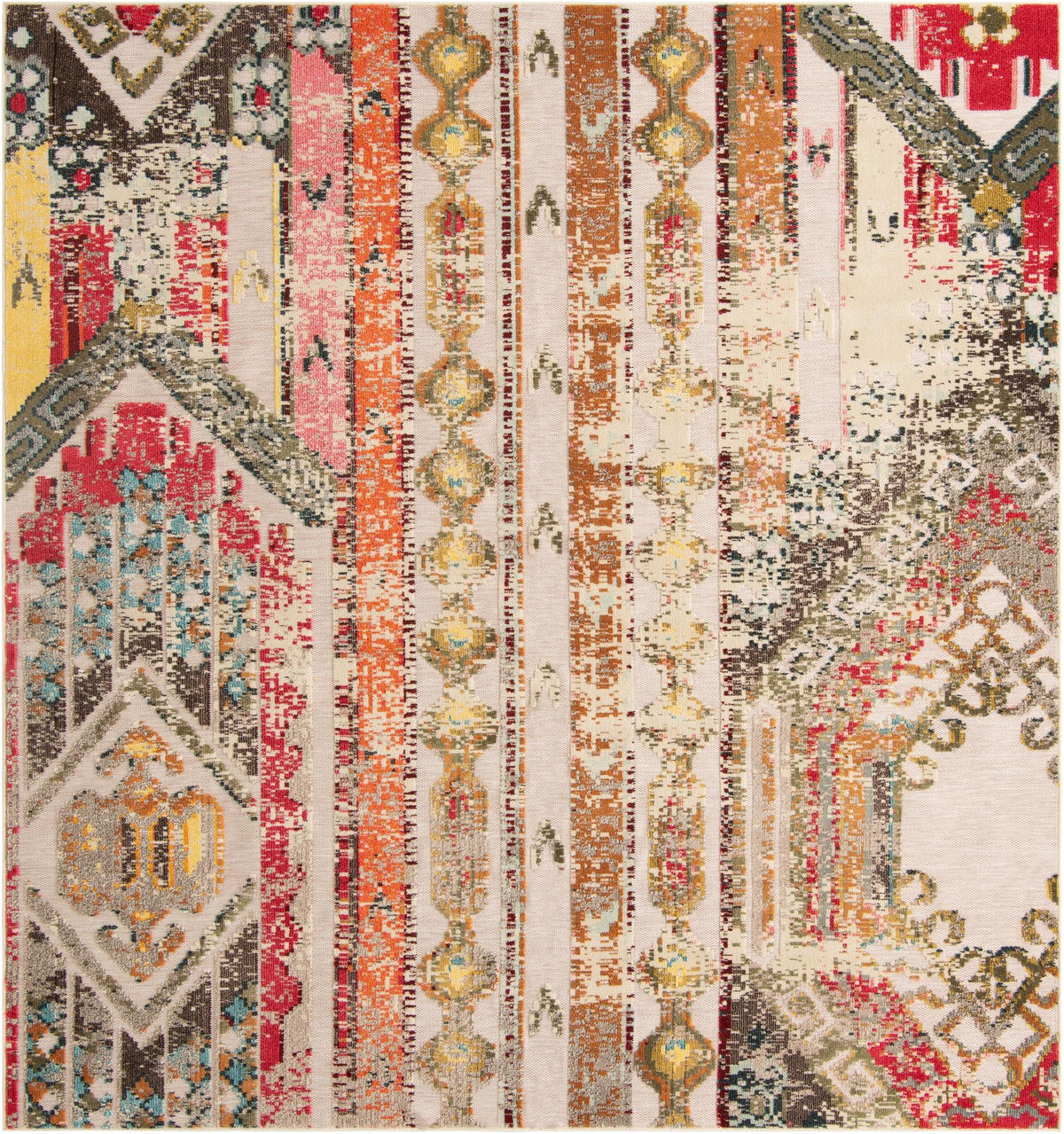 Outdoor Marrakesh Collection Area Rug -  Agadir Square Multi Beige  lifestyle 95