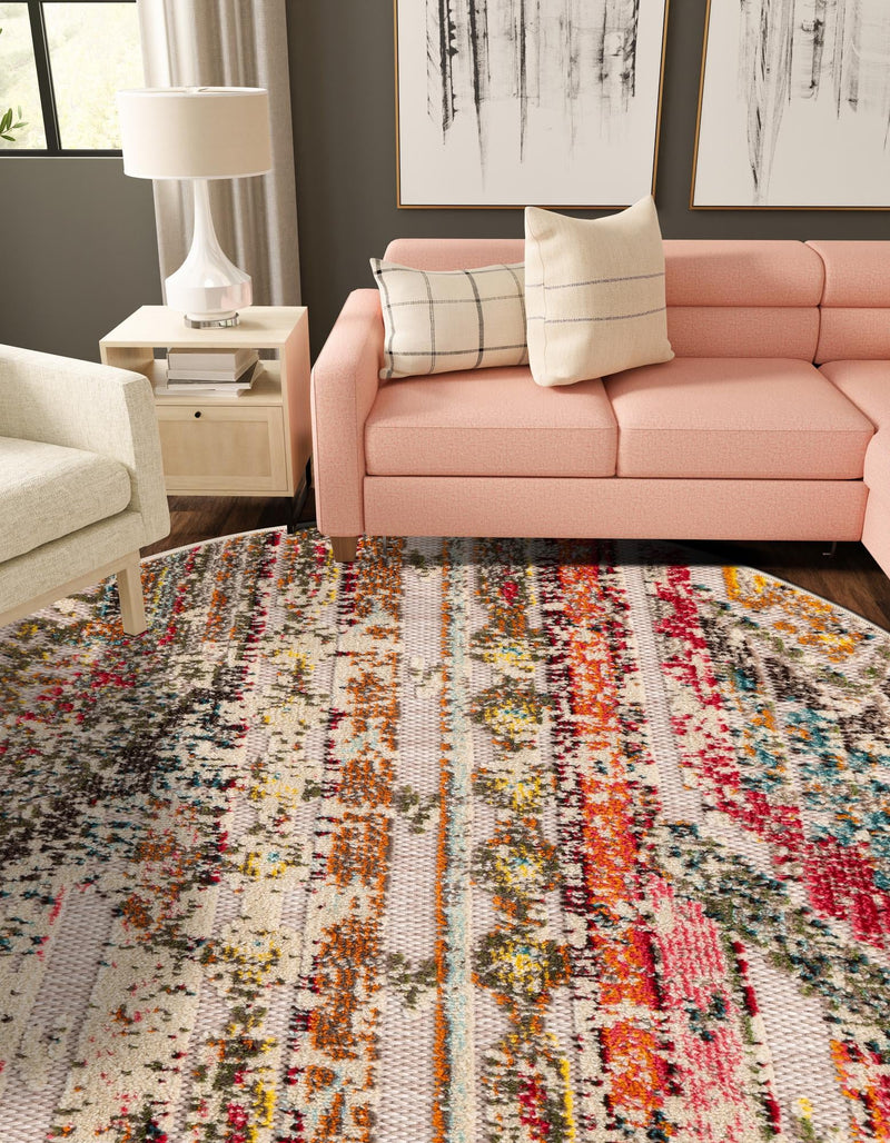 Outdoor Marrakesh Collection Area Rug -  Agadir Round Multi Beige  lifestyle 48