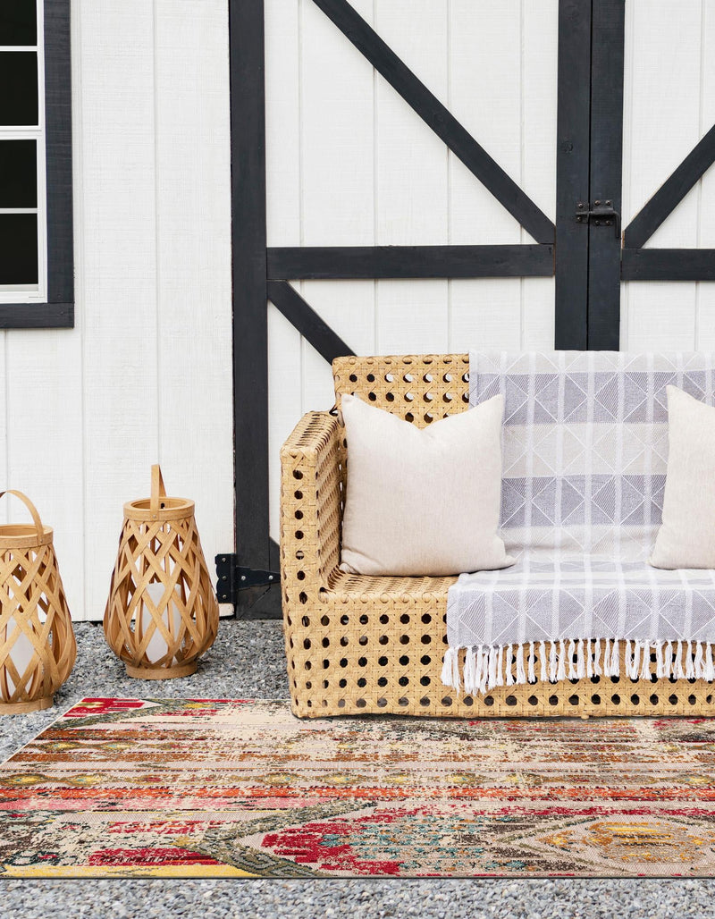 Outdoor Marrakesh Collection Area Rug -  Agadir Rectangle Multi Beige  lifestyle 18