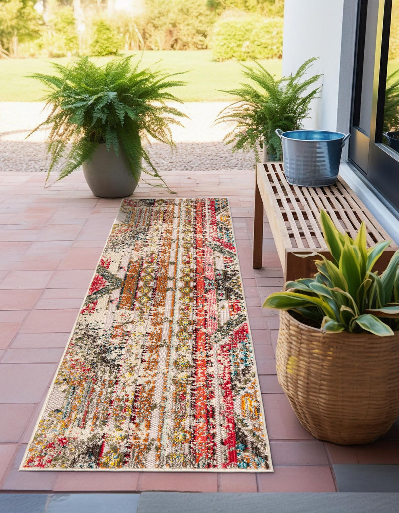 Outdoor Marrakesh Collection Area Rug -  Agadir Runner Multi Beige  lifestyle 43