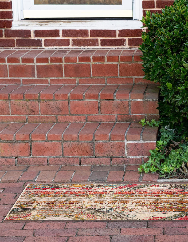 Outdoor Marrakesh Collection Area Rug -  Agadir Runner Multi Beige  lifestyle 55