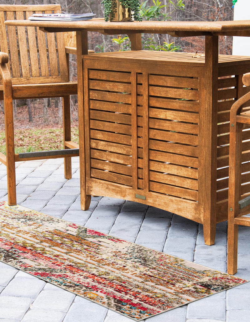 Outdoor Marrakesh Collection Area Rug -  Agadir Runner Multi Beige  lifestyle 67