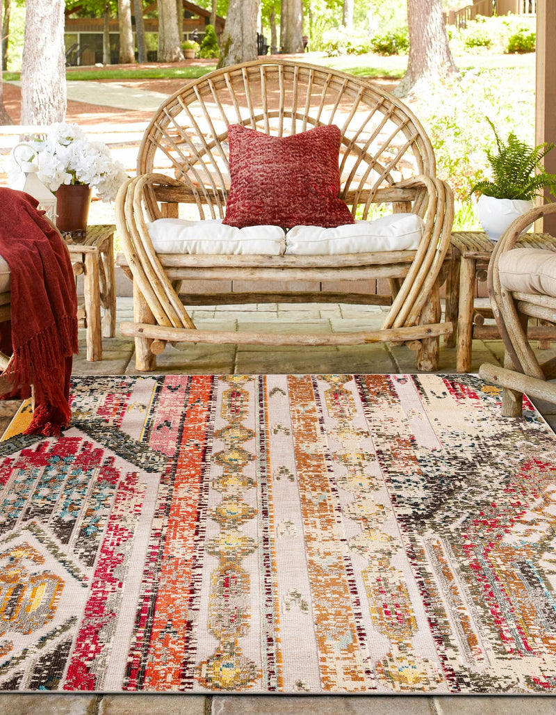 Outdoor Marrakesh Collection Area Rug -  Agadir Square Multi Beige  lifestyle 44