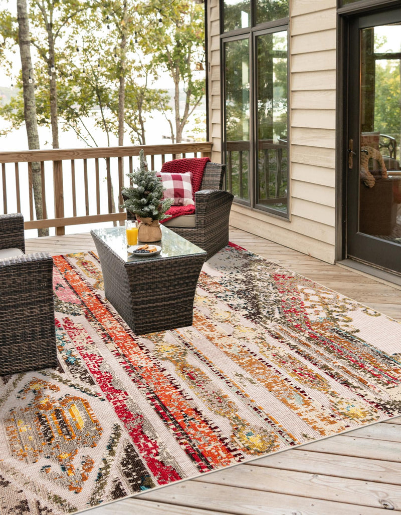 Outdoor Marrakesh Collection Area Rug -  Agadir Square Multi Beige  lifestyle 56