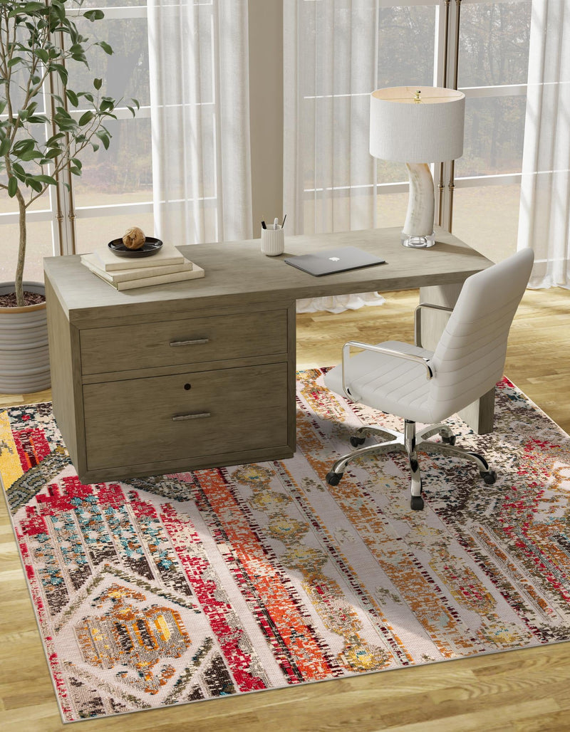 Outdoor Marrakesh Collection Area Rug -  Agadir Square Multi Beige  lifestyle 62