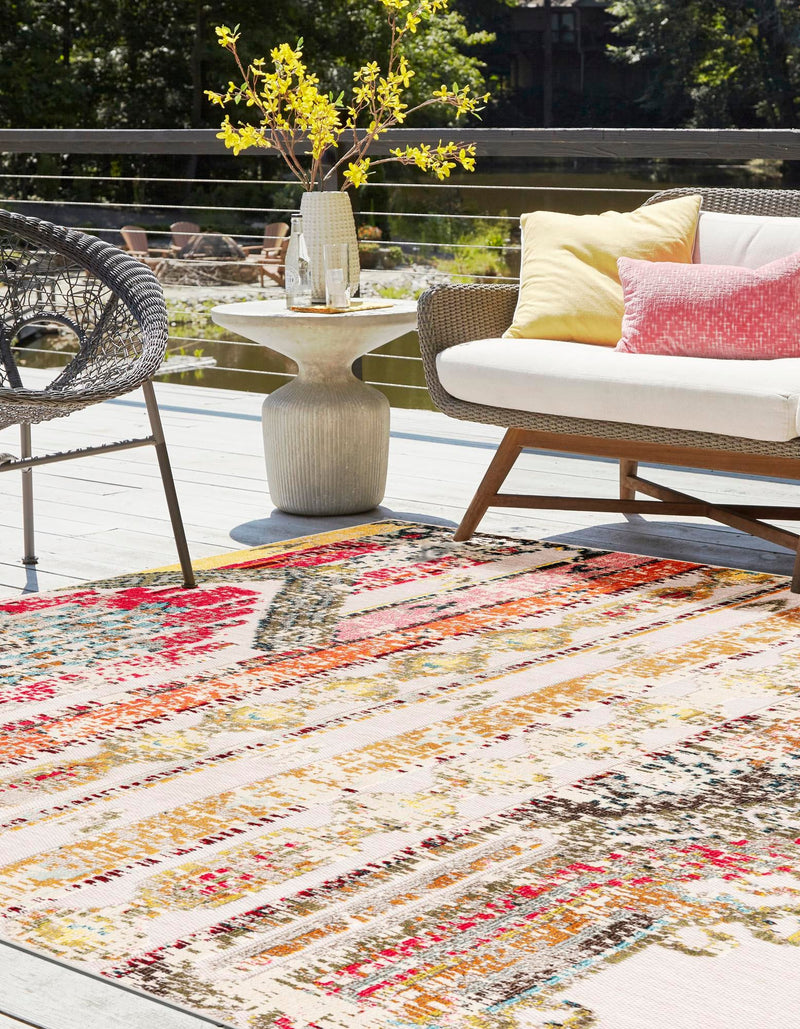 Outdoor Marrakesh Collection Area Rug -  Agadir Square Multi Beige  lifestyle 68