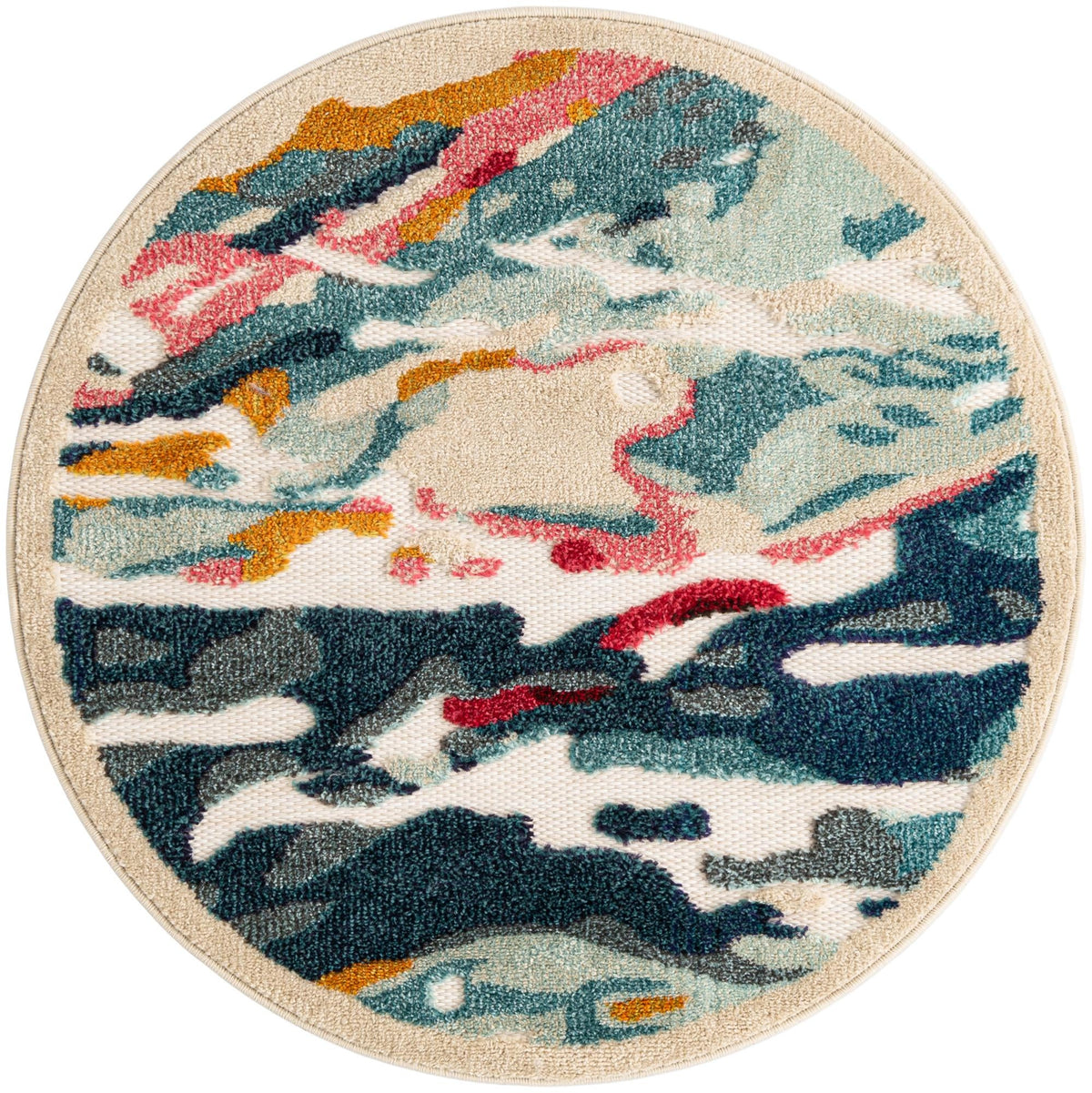 Outdoor Marrakesh Collection Area Rug -  Meknes Round Multi  lifestyle 56