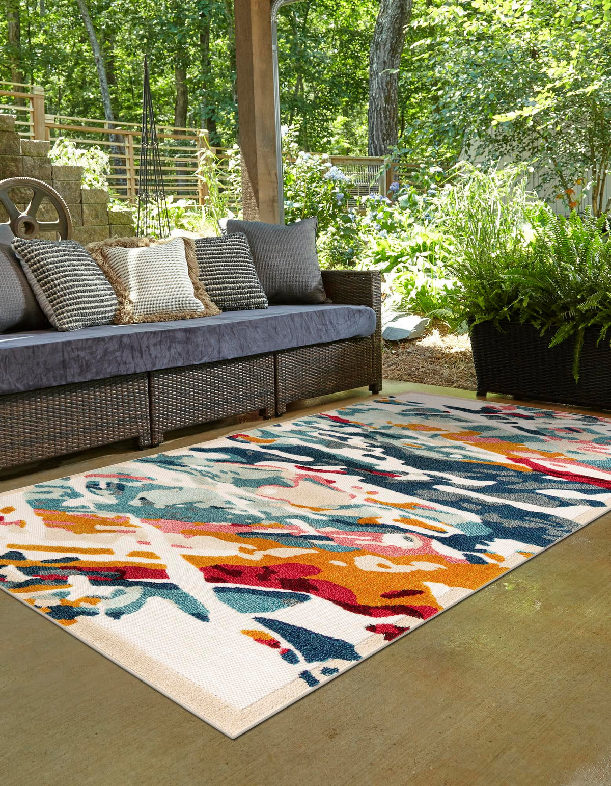 Outdoor Marrakesh Collection Area Rug -  Meknes Rectangle Multi  lifestyle 2