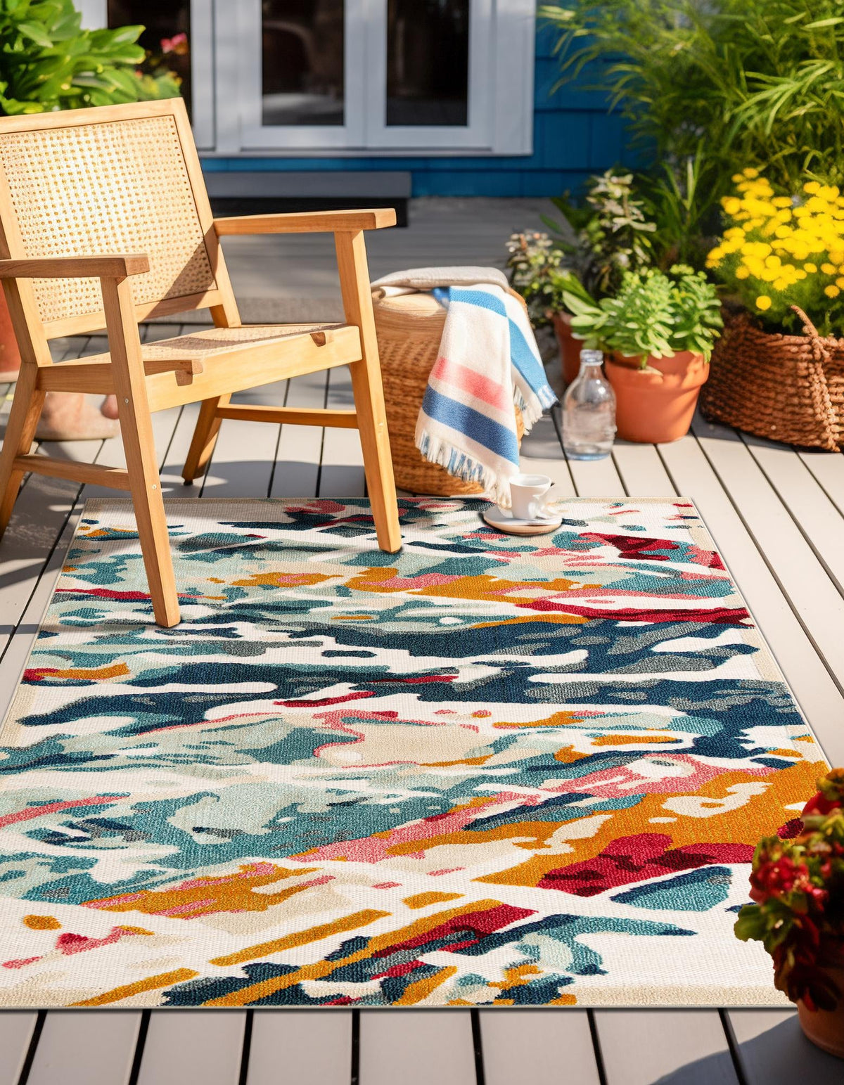 Outdoor Marrakesh Collection Area Rug -  Meknes Rectangle Multi  lifestyle 4