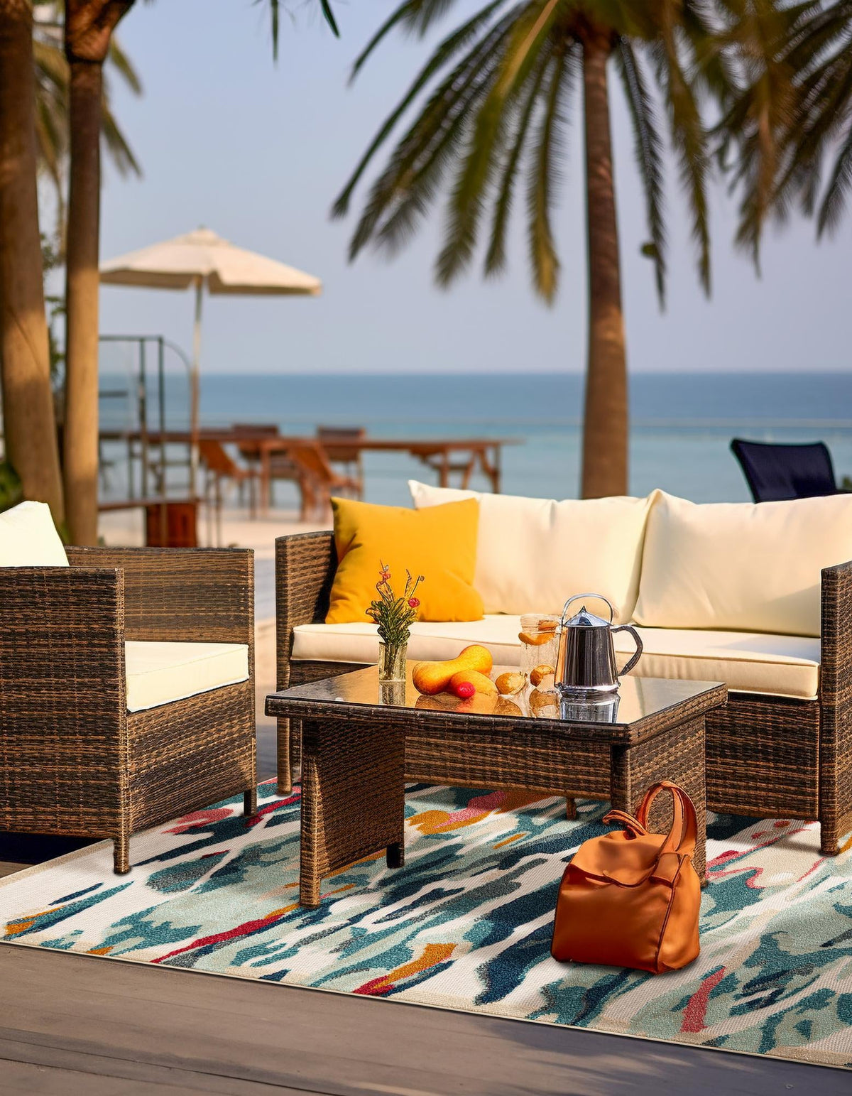 Outdoor Marrakesh Collection Area Rug -  Meknes Rectangle Multi  lifestyle 6