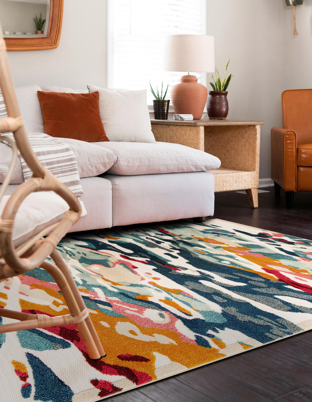 Outdoor Marrakesh Collection Area Rug -  Meknes Rectangle Multi  lifestyle 7