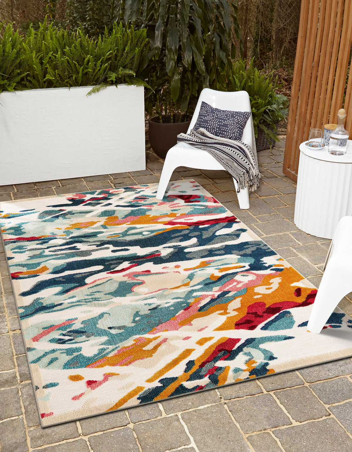 Outdoor Marrakesh Collection Area Rug -  Meknes Rectangle Multi  lifestyle 8