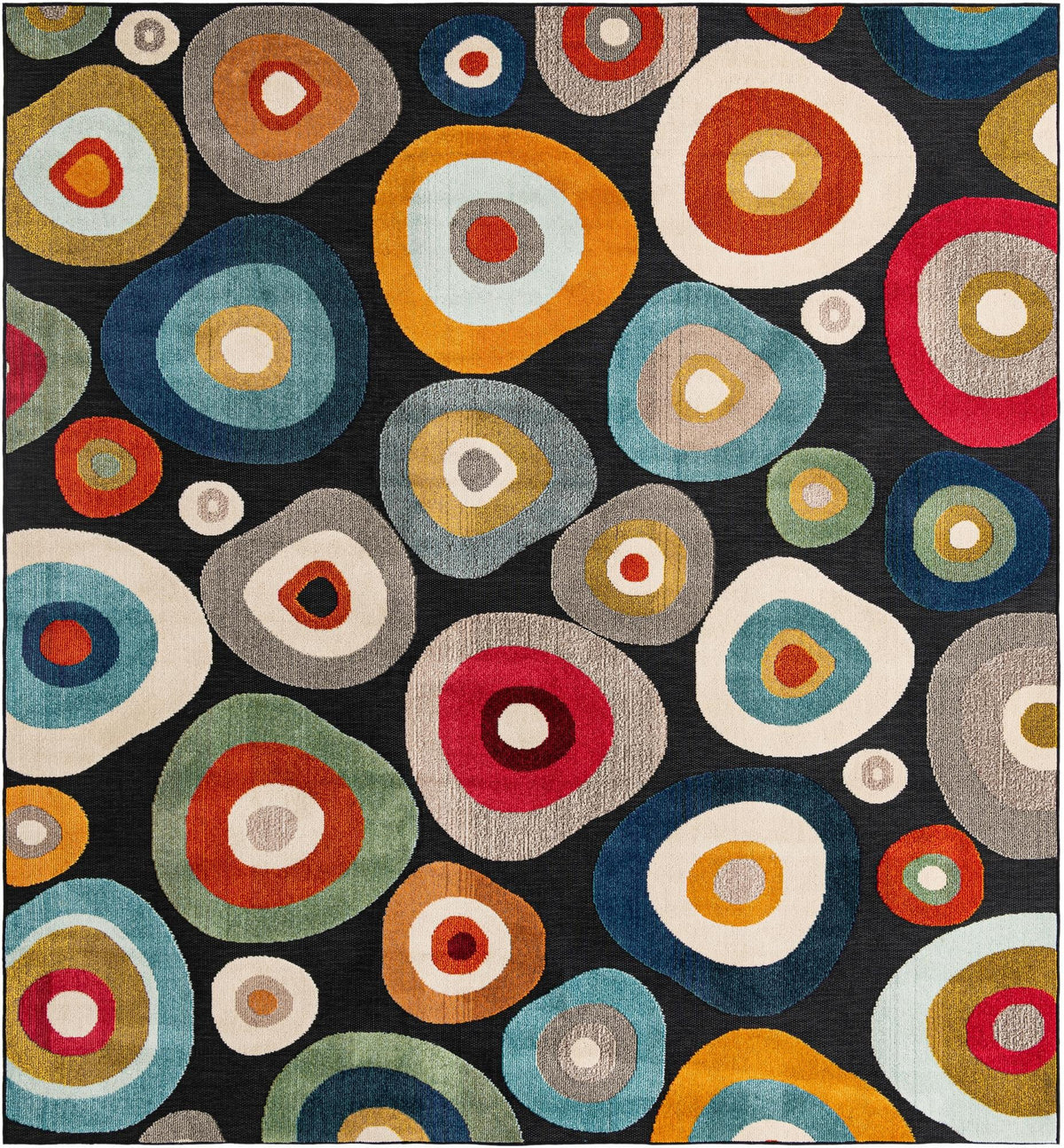 Outdoor Marrakesh Collection Area Rug -  Chefchaouen Square Multi Black  lifestyle 97