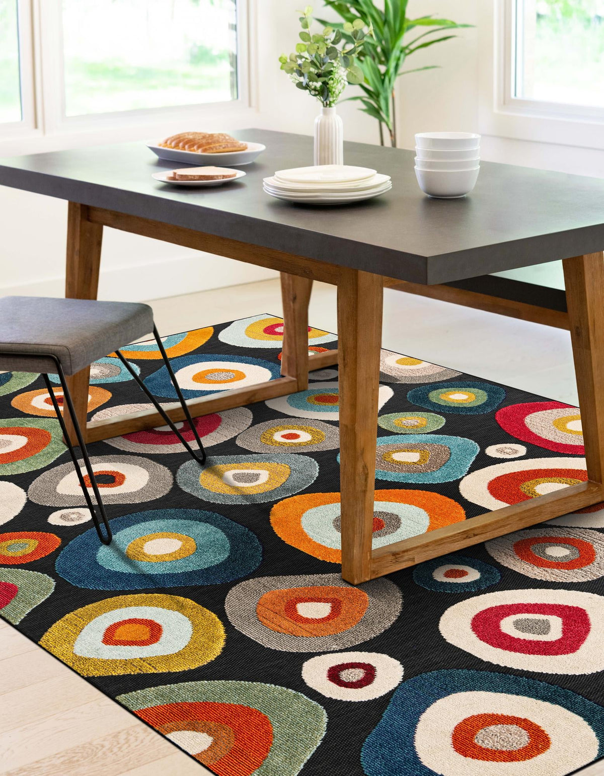 Outdoor Marrakesh Collection Area Rug -  Chefchaouen Rectangle Multi Black  lifestyle 9