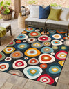 Outdoor Marrakesh Collection Area Rug -  Chefchaouen Rectangle Multi Black  lifestyle 19
