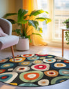 Outdoor Marrakesh Collection Area Rug -  Chefchaouen Round Multi Black  lifestyle 63