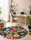 Outdoor Marrakesh Collection Area Rug -  Chefchaouen Round Multi Black  lifestyle 75