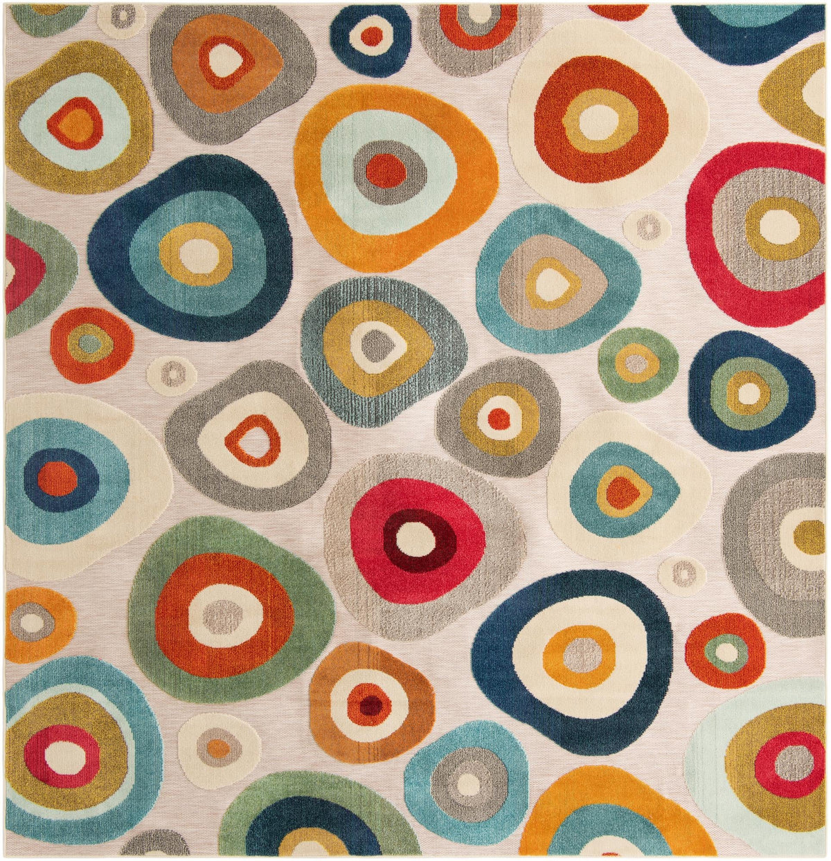 Outdoor Marrakesh Collection Area Rug -  Chefchaouen Square Multi Beige  lifestyle 100