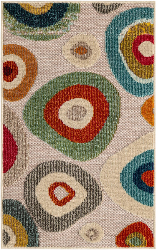 Outdoor Marrakesh Collection Area Rug -  Chefchaouen Rectangle Multi Beige Main