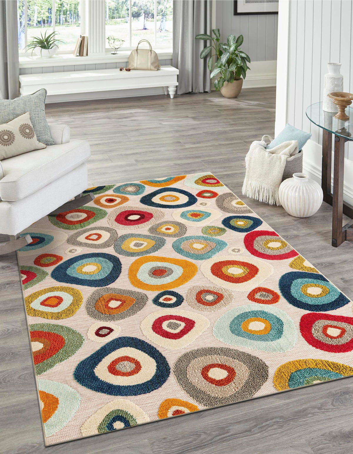 Outdoor Marrakesh Collection Area Rug -  Chefchaouen Rectangle Multi Beige  lifestyle 4