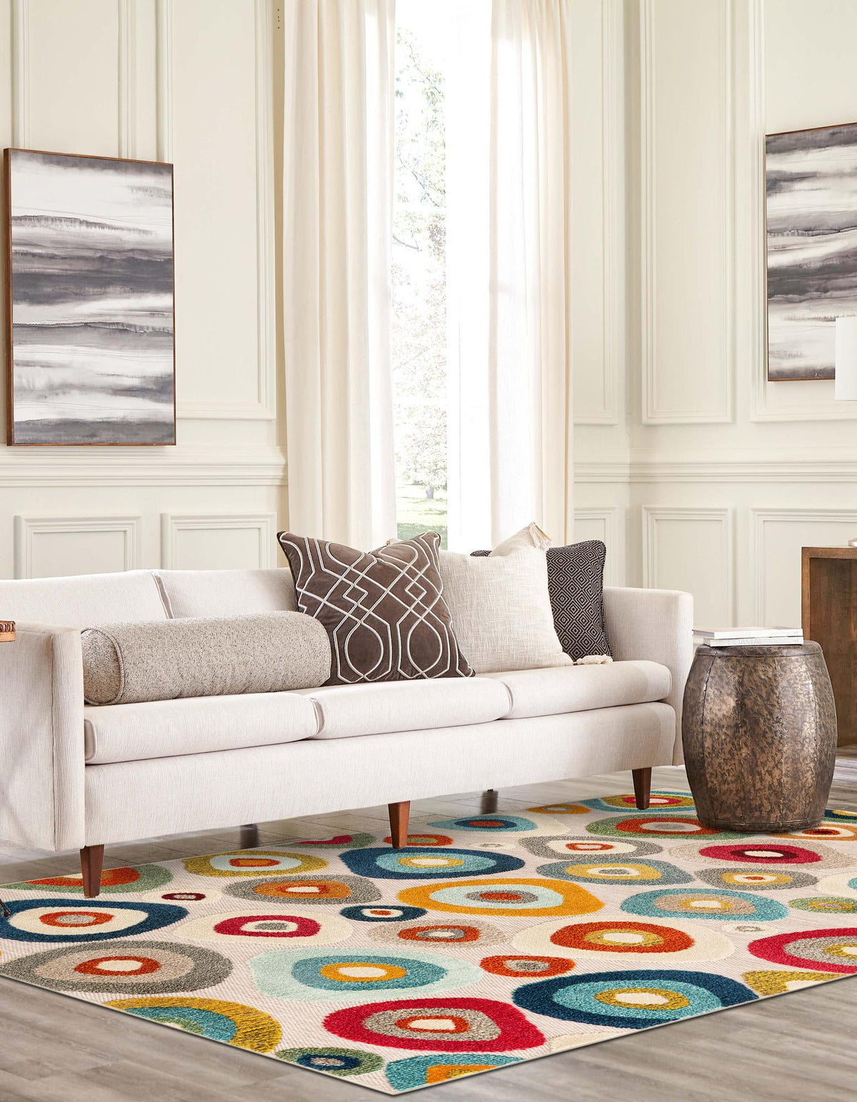 Outdoor Marrakesh Collection Area Rug -  Chefchaouen Rectangle Multi Beige  lifestyle 12