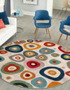 Outdoor Marrakesh Collection Area Rug -  Chefchaouen Round Multi Beige  lifestyle 84
