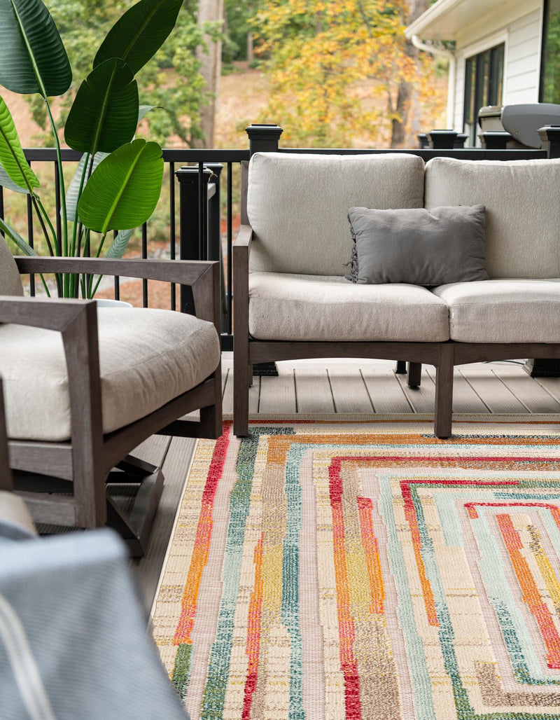 Outdoor Marrakesh Collection Area Rug -  Ouarzazate Rectangle Multi Beige  lifestyle 4