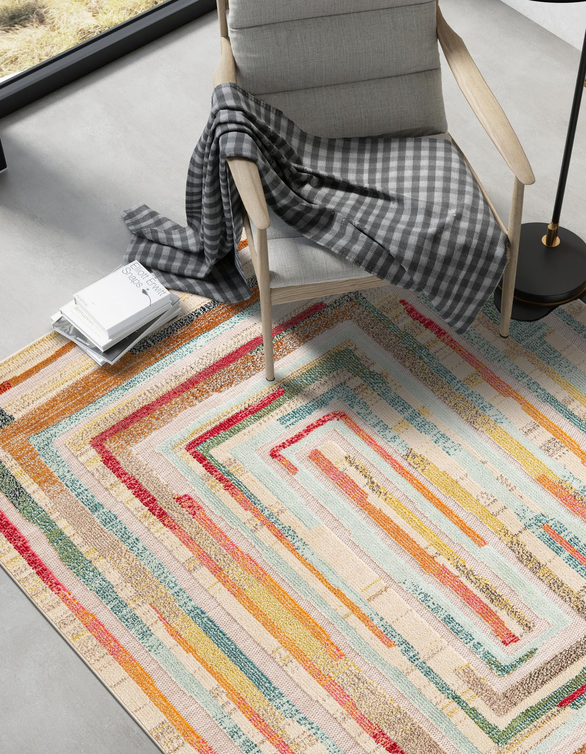 Outdoor Marrakesh Collection Area Rug -  Ouarzazate Rectangle Multi Beige  lifestyle 11