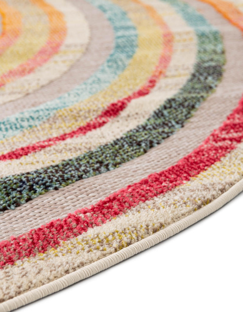 Outdoor Marrakesh Collection Area Rug -  Ouarzazate Round Multi Beige  lifestyle 52