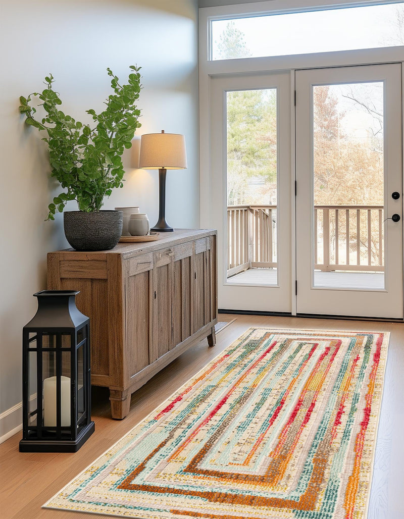 Outdoor Marrakesh Collection Area Rug -  Ouarzazate Runner Multi Beige  lifestyle 26