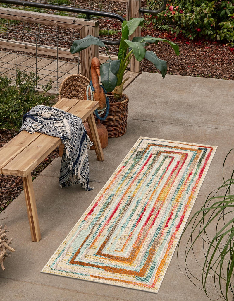 Outdoor Marrakesh Collection Area Rug -  Ouarzazate Runner Multi Beige  lifestyle 29