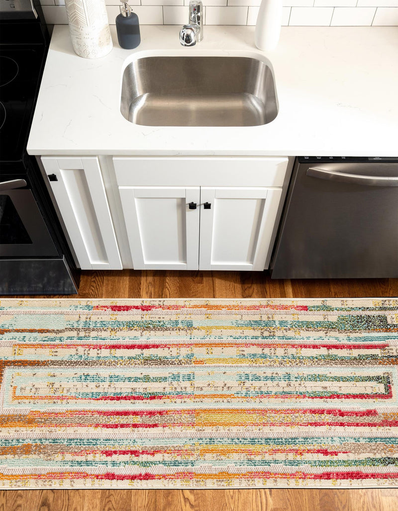 Outdoor Marrakesh Collection Area Rug -  Ouarzazate Runner Multi Beige  lifestyle 32