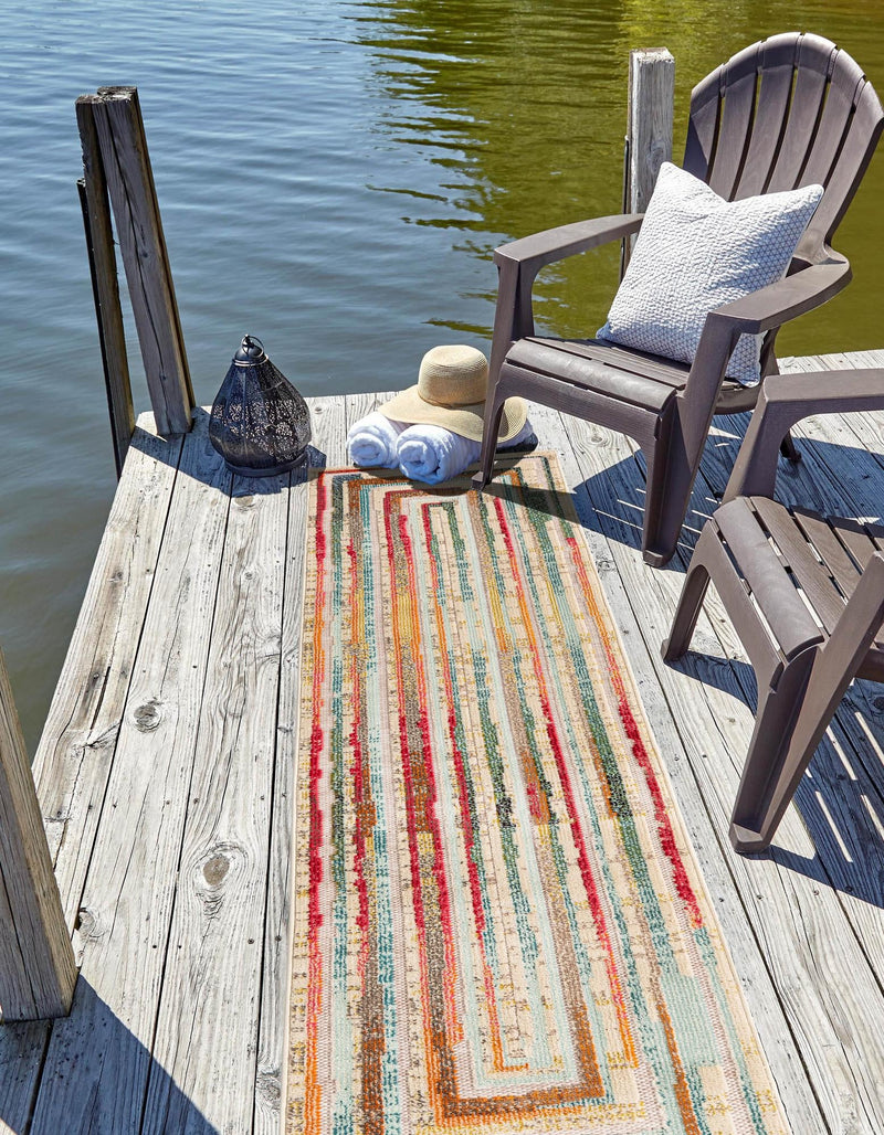 Outdoor Marrakesh Collection Area Rug -  Ouarzazate Runner Multi Beige  lifestyle 35