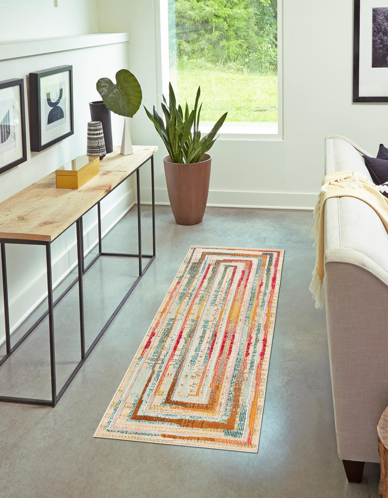 Outdoor Marrakesh Collection Area Rug -  Ouarzazate Runner Multi Beige  lifestyle 38