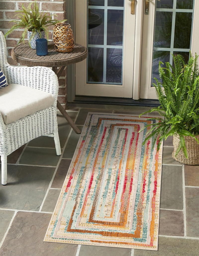 Outdoor Marrakesh Collection Area Rug -  Ouarzazate Runner Multi Beige  lifestyle 41