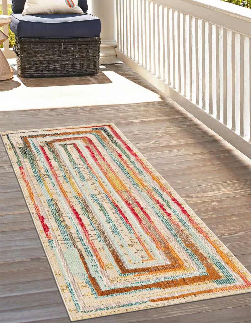 Outdoor Marrakesh Collection Area Rug -  Ouarzazate Runner Multi Beige  lifestyle 47