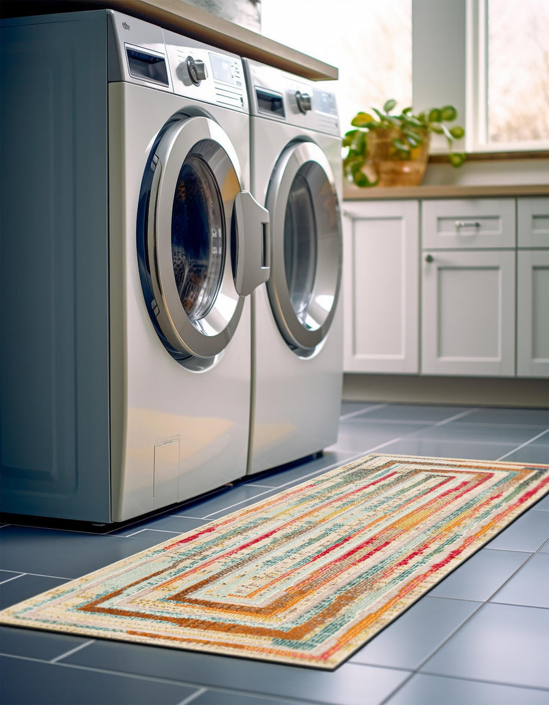 Outdoor Marrakesh Collection Area Rug -  Ouarzazate Runner Multi Beige  lifestyle 50